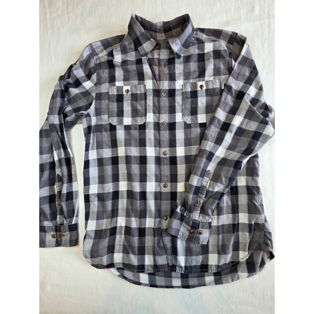 The North Face Mens Grey Buffalo Plaid Button Down Shirt L gorpcore cabincore - Picture 2 of 7